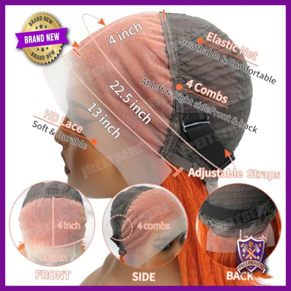 32 Inch Human Hair Lace Front Wig 13x6 Straight 200% Density Glueless main image 5